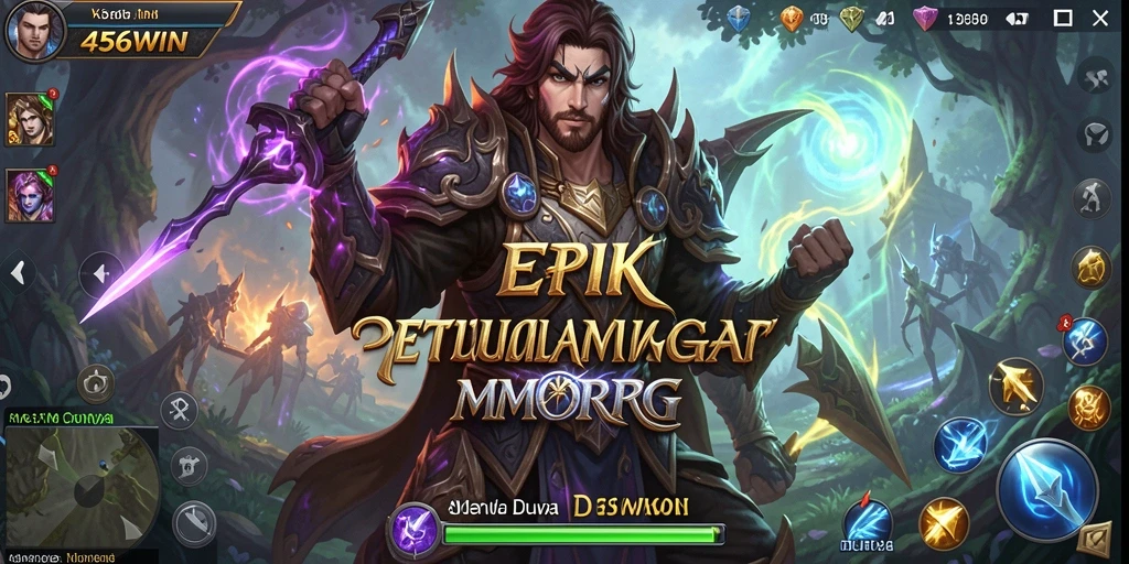 Screenshot utama 456WIN menampilkan aksi bertempur di dunia MMORPG yang megah.