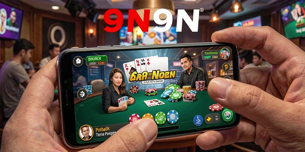 Screenshot gameplay menarik 9N9N dengan suasana poker yang seru.