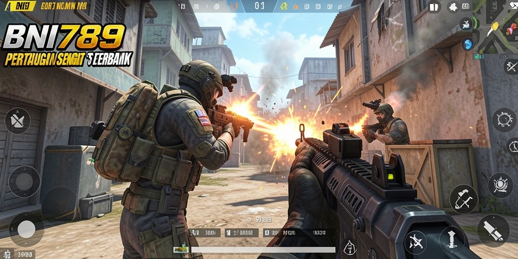 Gameplay intens BNI789 dengan aksi menembak yang mendebarkan.