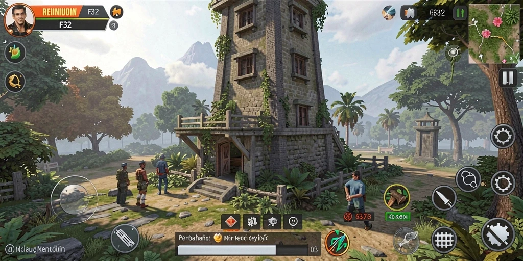 Screenshot F32 menunjukkan gameplay Tower Defense yang seru dan menegangkan.