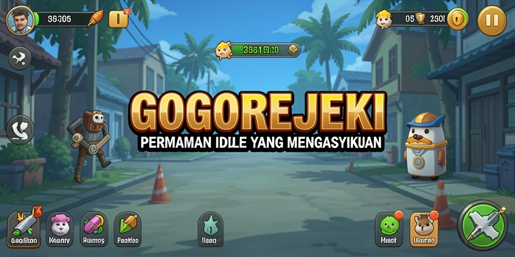 Screenshot gameplay GOGOREJEKI menampilkan proses pengumpulan otomatis.