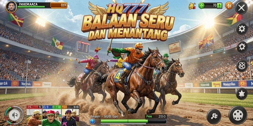Screenshot gameplay yang menegangkan dari balapan di HQ777.