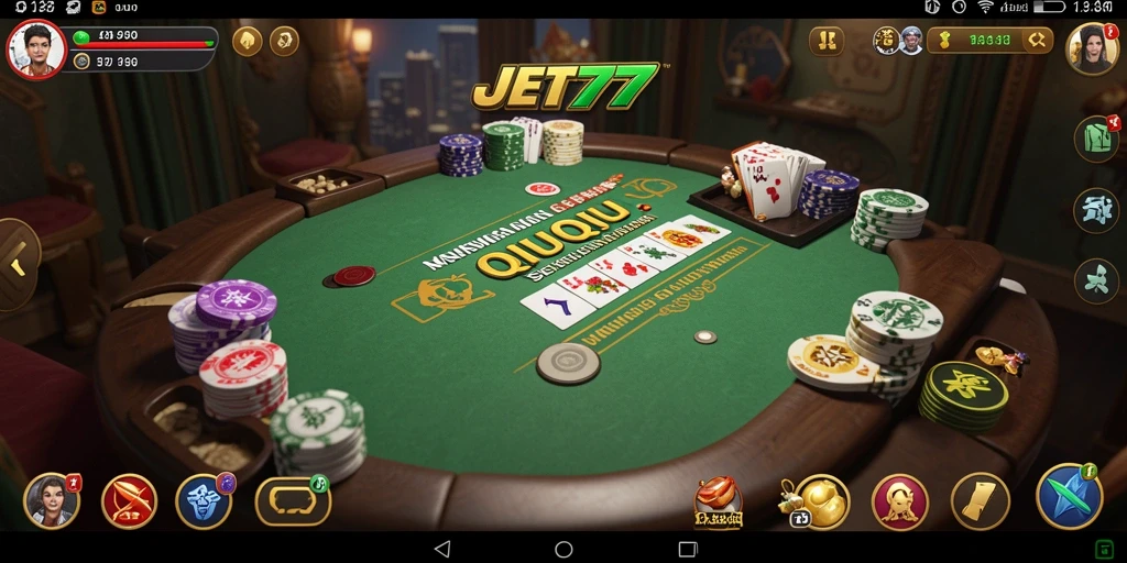 Tampilan menarik dari gameplay QiuQiu di JET77.