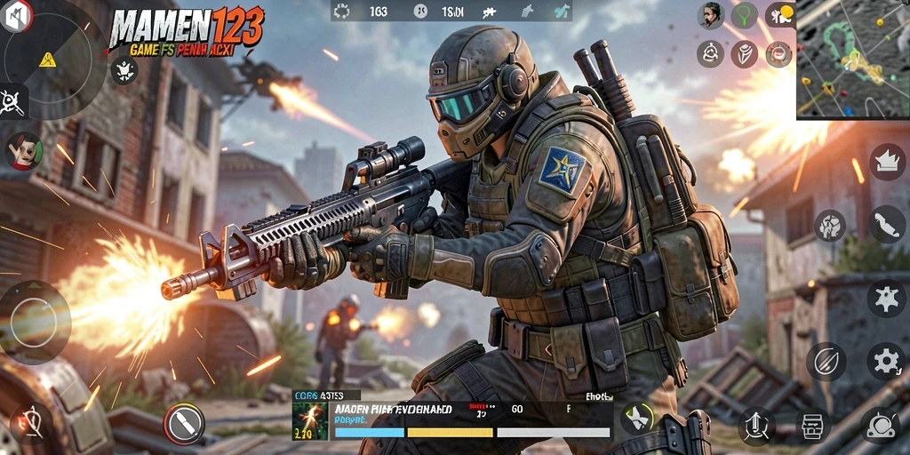 Screenshot menampilkan aksi intens dalam MAMEN123.