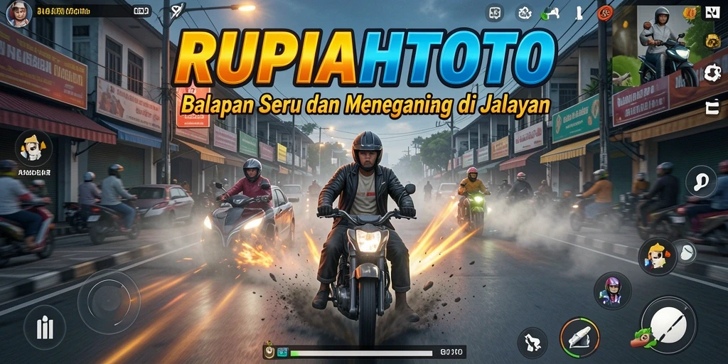 Tangkapan layar <strong>RUPIAHTOTO</strong> menampilkan aksi balapan seru yang menegangkan.