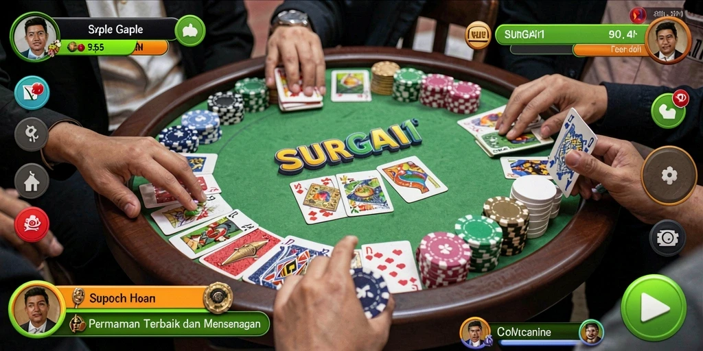 Screenshot SURGA11 menampilkan gameplay Gaple yang menarik dan kompetitif.