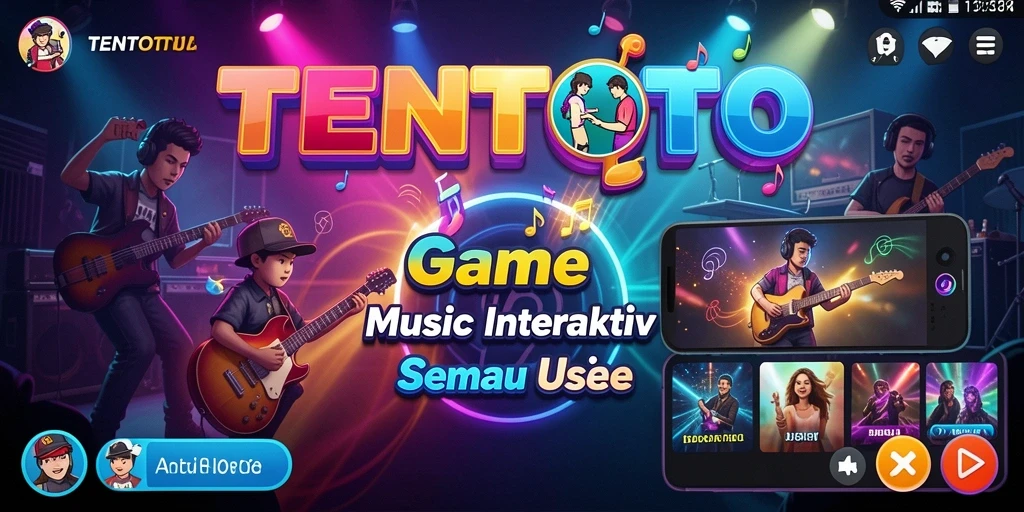 Tangkapan layar TENTOTO yang menunjukkan gameplay seru dan interaksi musik.
