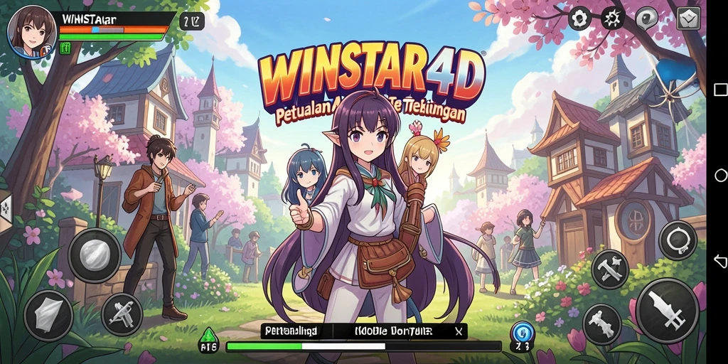 Gameplay WINSTAR4D menampilkan pertarungan karakter anime yang seru.