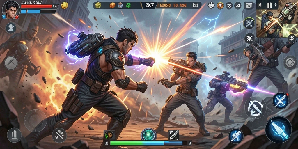 Gameplay seru ZK7 dengan pertarungan mendebarkan.